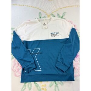 ORG SPORT Colorblock Long Sleeve Shirt XL Blue White Graphic Print Casual Top